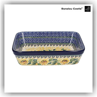 Bunzlau Ovenschaal 19x24cm (101404) - Unikat Sunflowers (5085)